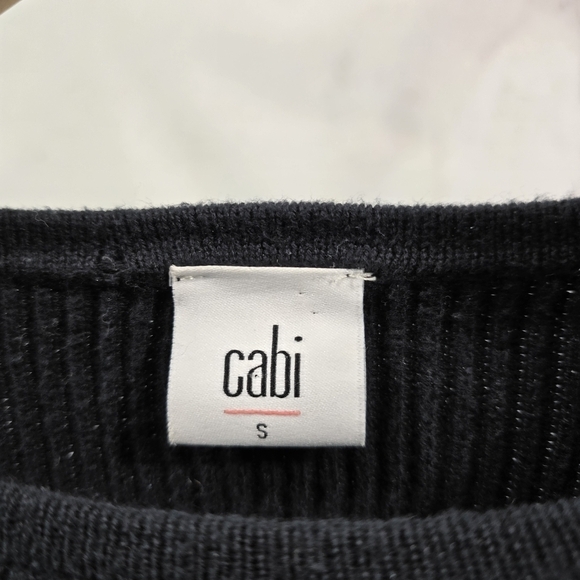 Cabi Sweater Womens Small Black Cropped Ribbed Prep Pullover Cotton Lightweight - Picture 3 of 9